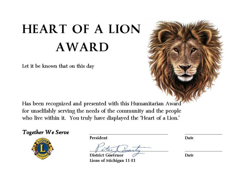Heart of a Lion Award